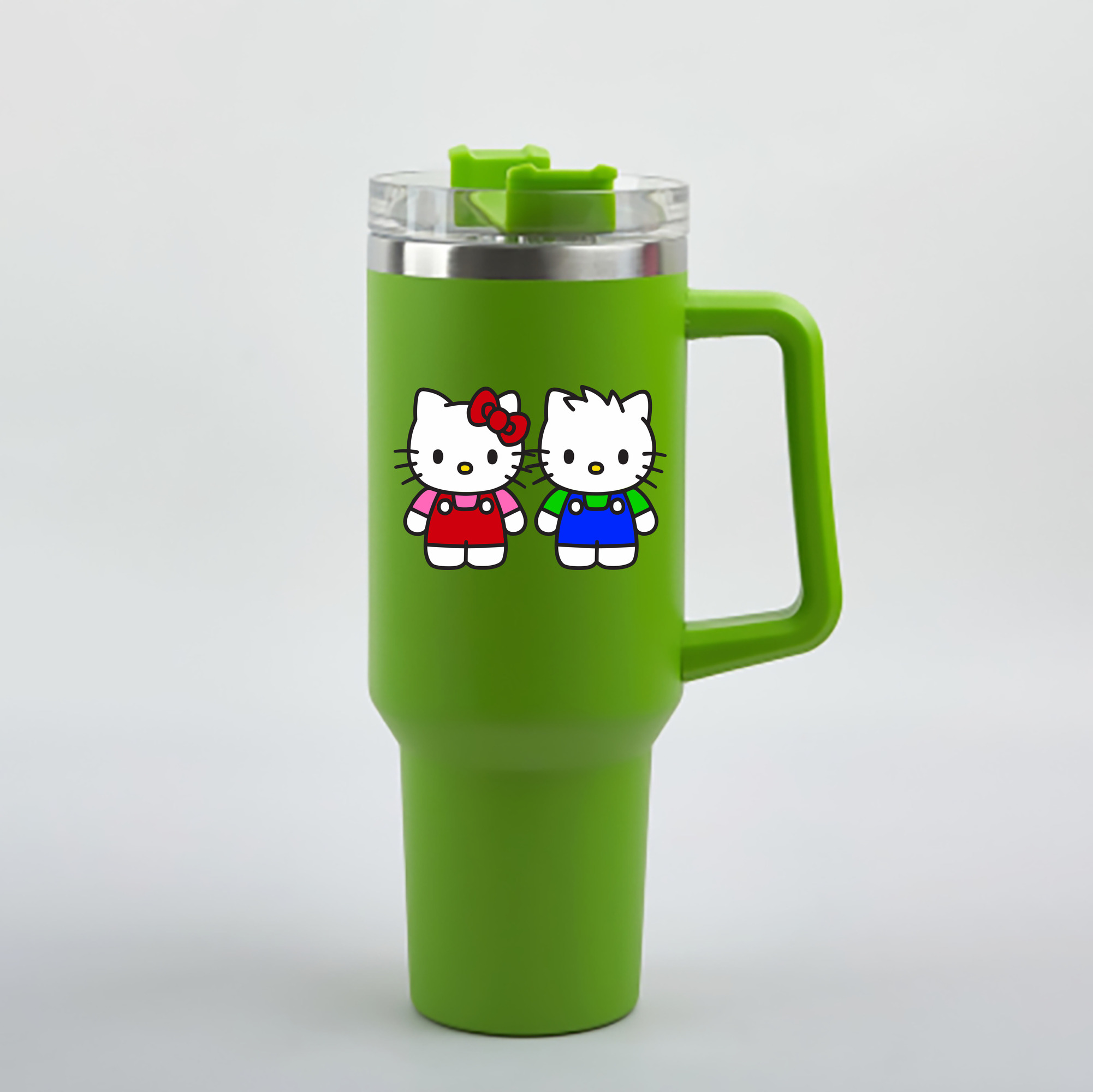 （画像用） Hello Kitty ハローキティ 1200mL車用タンブラー - クリスタルステッカー（プラスチックストロー付き）